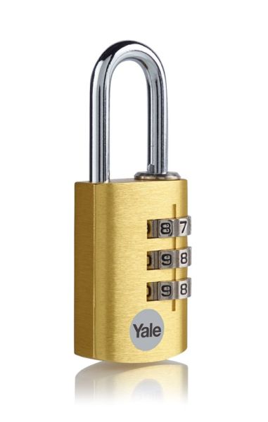 Yale YE3CB/28/126/1/GO, hliníkový, šířka 29mm, s číselnou kombinací, zlatý