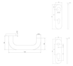ASSA ABLOY AHW700, koule/klika, levé, tvar U